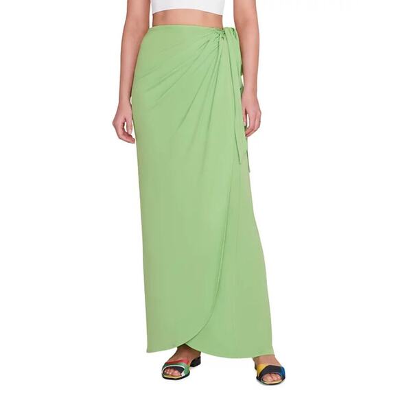 Staud Angelica Wrap Skirt Maxi Length Kiwi Green Size Large NEW - Picture 1 of 7